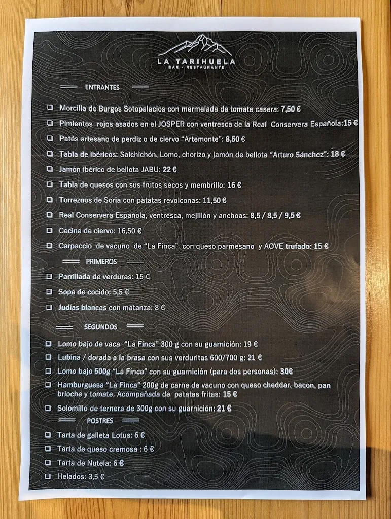 Menu_La Tarihuela_Huerce La_image_1