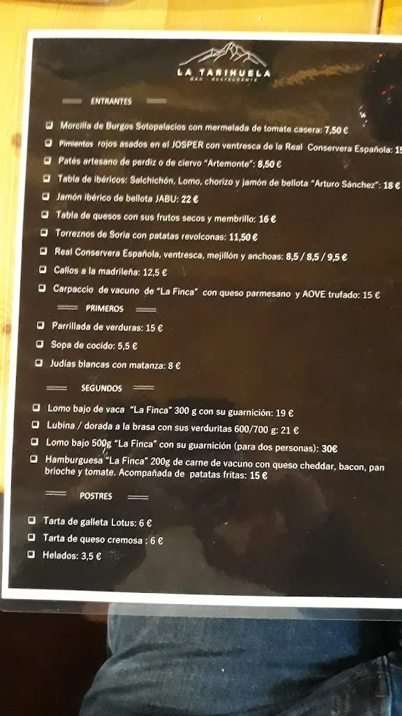 Menu_La Tarihuela_Huerce La_image_4