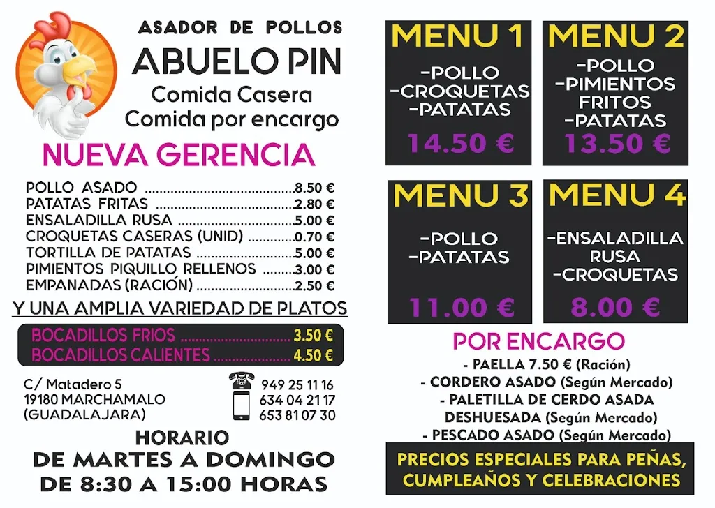 Menu_Asador de Pollos Abuelo 