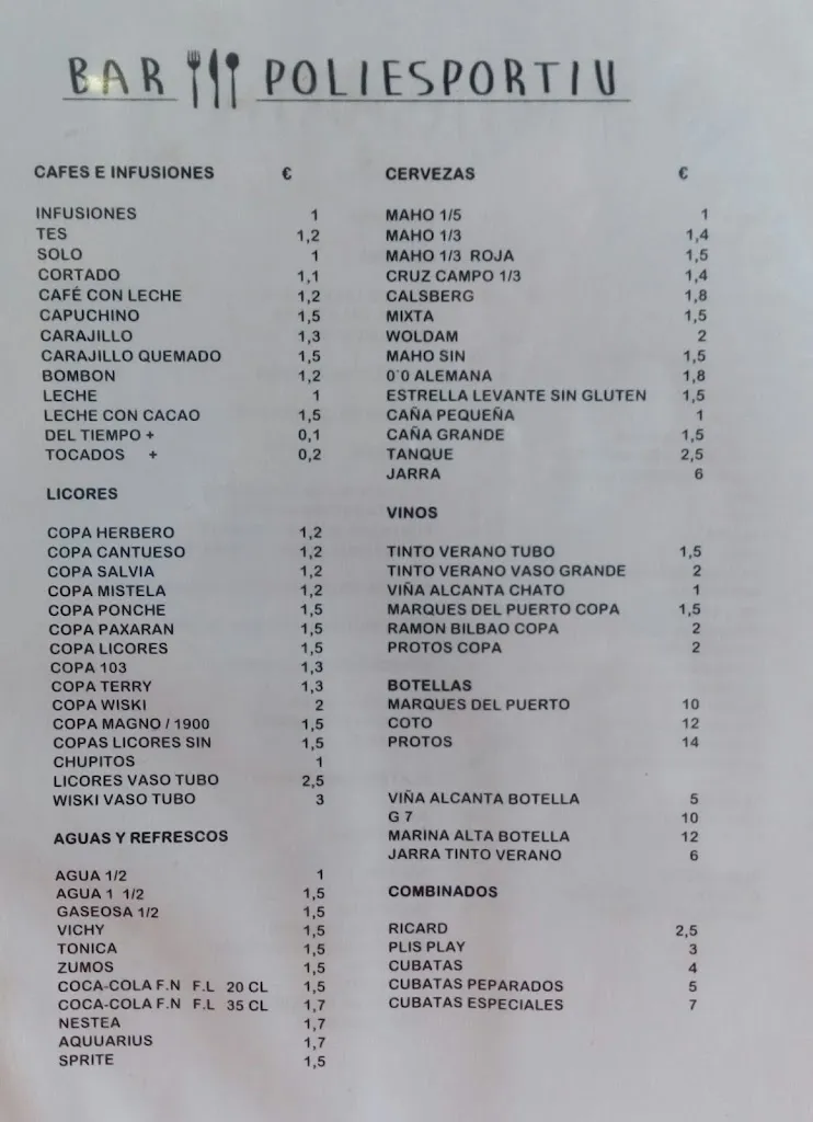 Menu_Bar Poliesportiu - Bar Polideportivo _Banyeres de Mariola_image_1