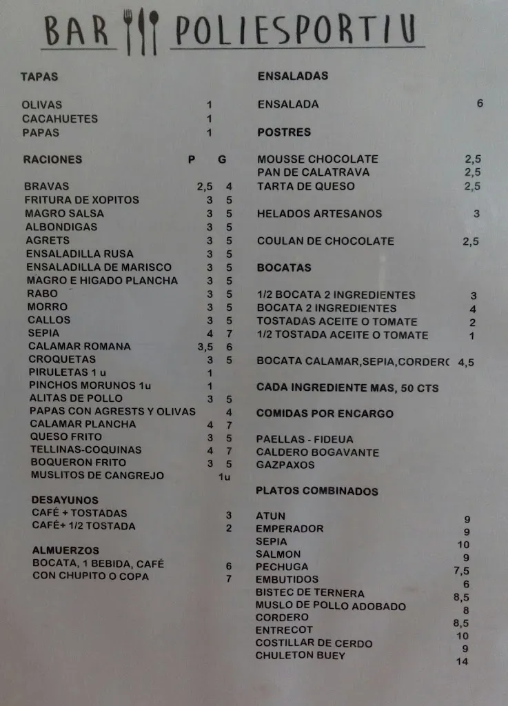 Menu_Bar Poliesportiu - Bar Polideportivo _Banyeres de Mariola_image_2