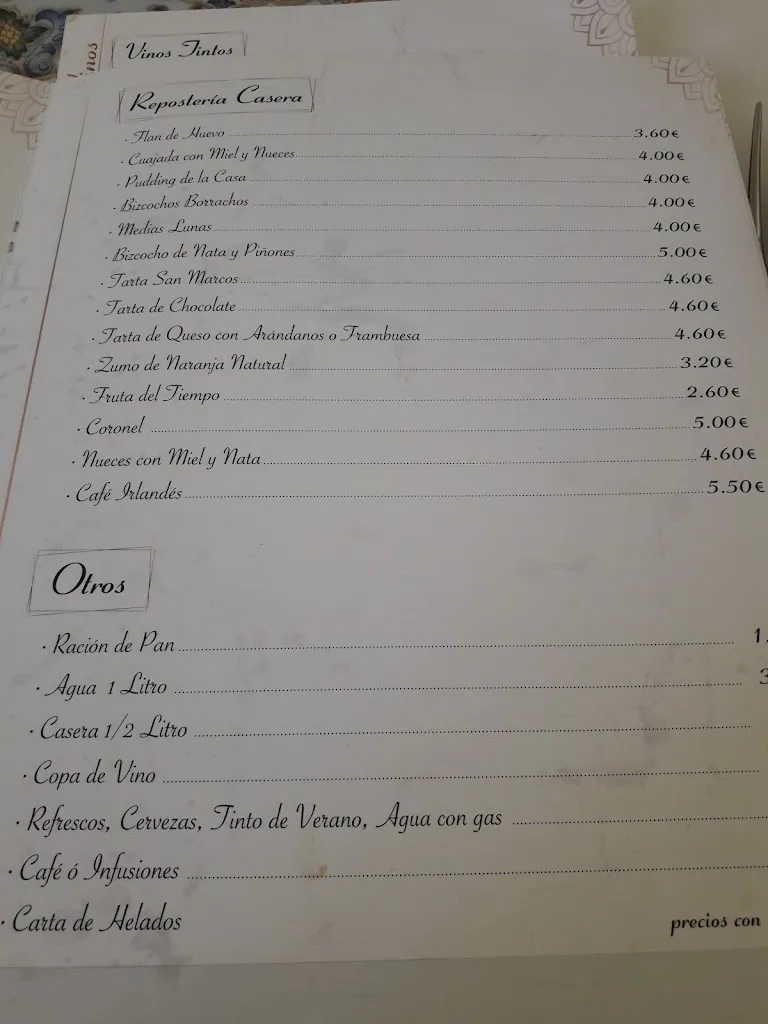 Menü_Restaurante Convento San Francisco_Pastrana_Bild_1