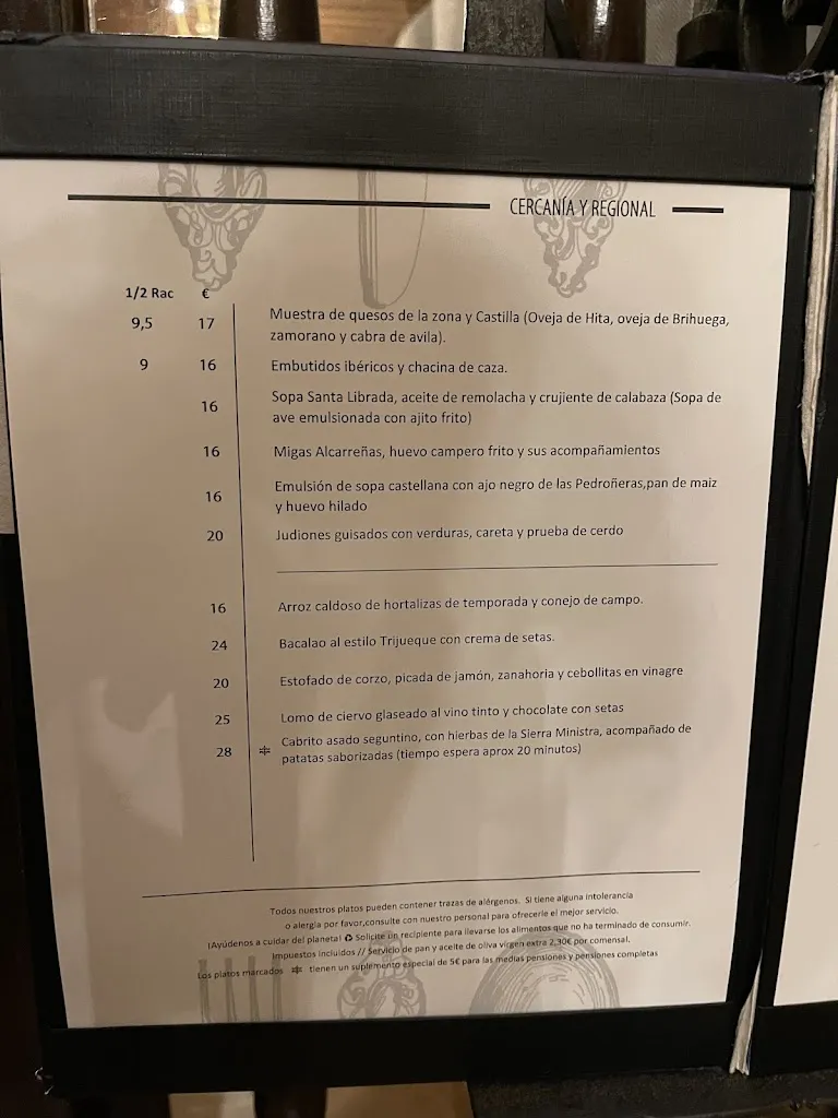 Menu_Restaurante Parador de Sigüenza Restaurant at Parador De Siguenza Hotel_Paredes de Sigüenza_image_1