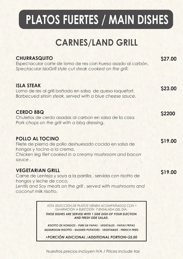 Menu_Isla Grill_Galápagos_immagine_3