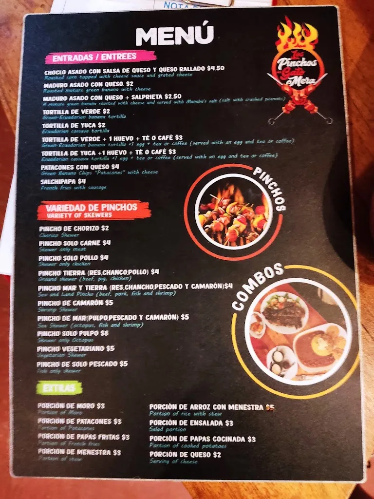 Menu_Pinchos del Gato Mera_Galápagos_image_1