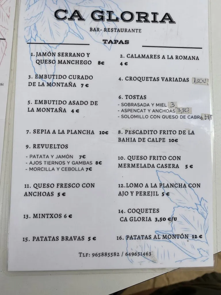 Menu_Restaurant Ca Glòria_Beniardá_image_1