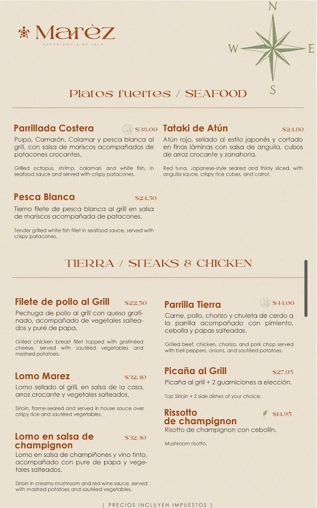 Menu_Marez Restaurant_Galápagos_image_2