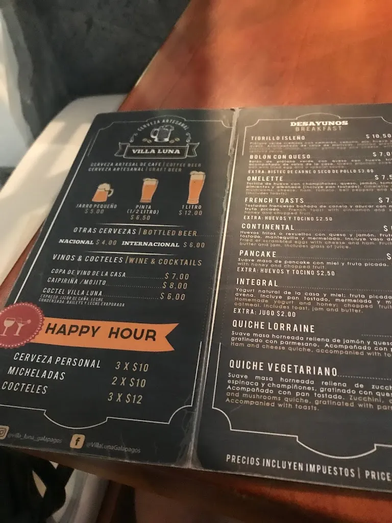 Menu_Villa Luna_Galápagos_immagine_1