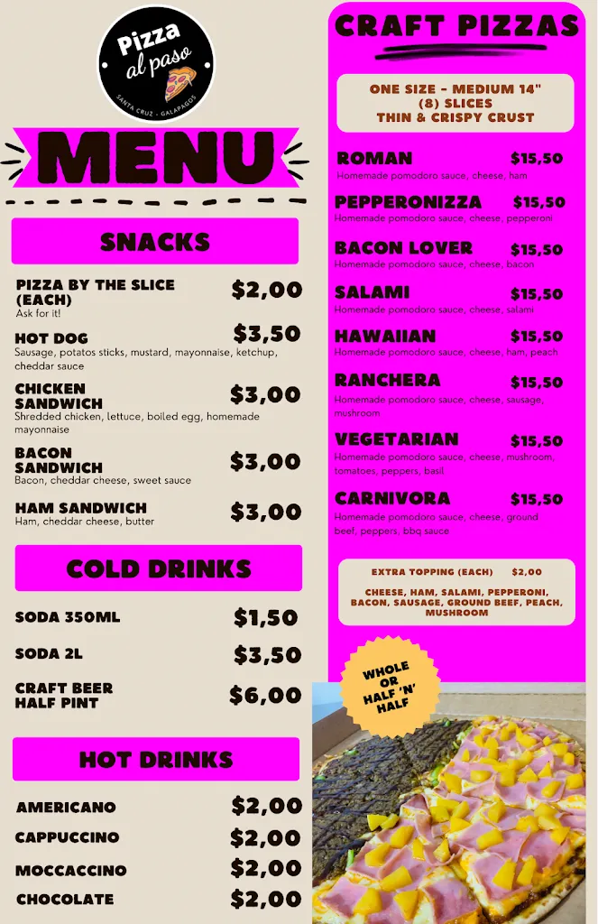 Menu_Pizza al Paso Galapagos_Galápagos_image_1