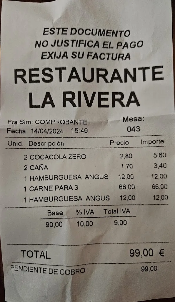 Sr G. M._Restaurante La Rivera Torrejón del Rey_Torrejón del Rey_review