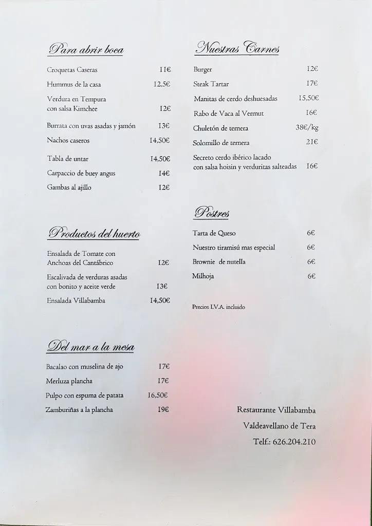 Menu_Restaurant Villabamba_Valdeavellano_image_1