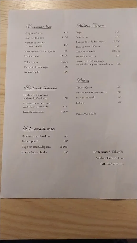 Menu_Restaurant Villabamba_Valdeavellano_image_2