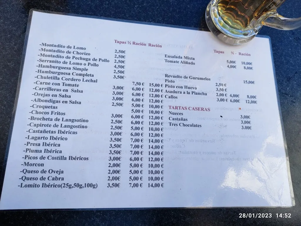 Menu_Bar La Parra_Alájar_image_1