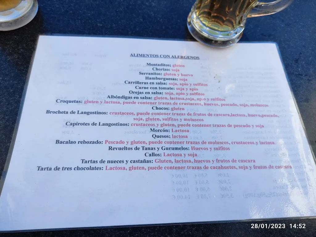 Menu_Bar La Parra_Alájar_image_2