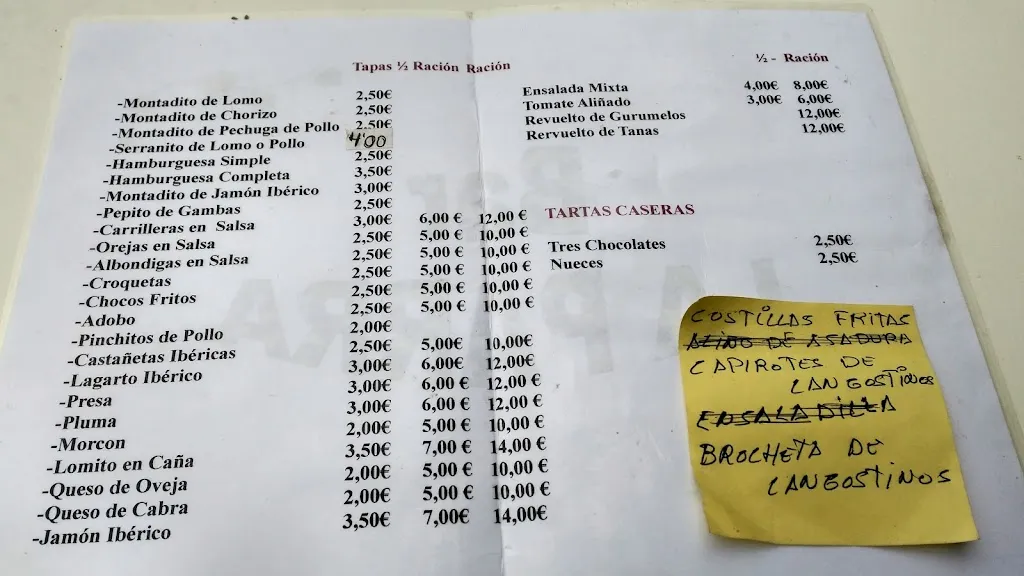 Menu_Bar La Parra_Alájar_image_4