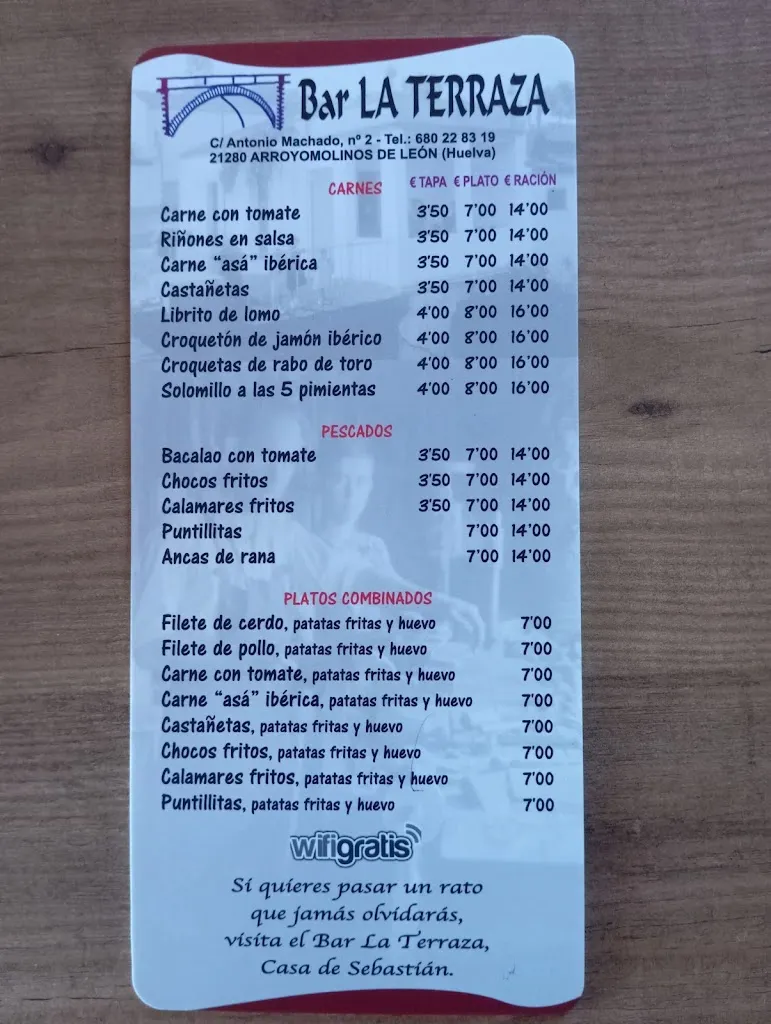 Menu_Bar La Terraza_Arroyomolinos de León_image_1