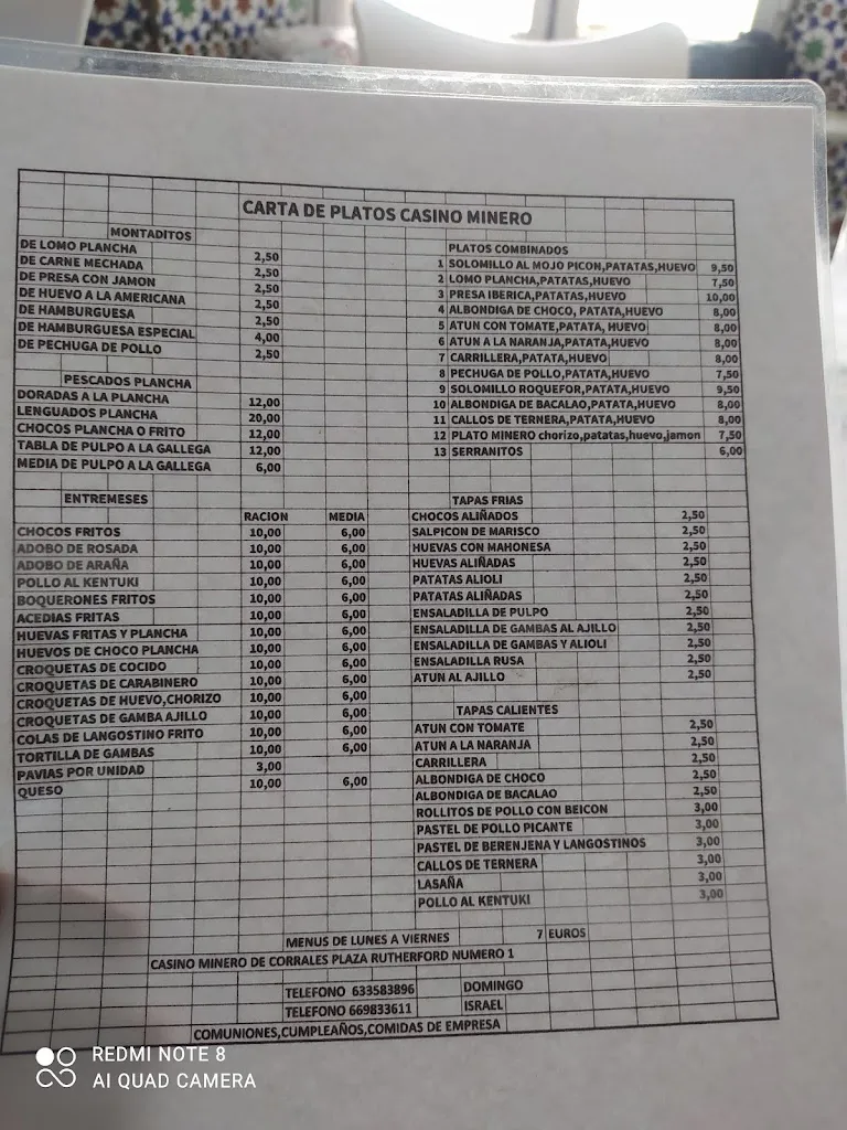Menu_Casino company Minero de Corrales_Aljaraque_image_1
