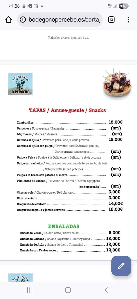 Menu_Bodegón O Percebe_Camariñas_immagine_1