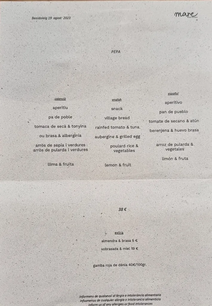 Menu_Mare restaurant_Benidoleig_image_1