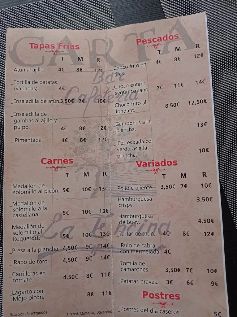 Menu_Bar La Encina_Cerro de Andévalo El_image_1