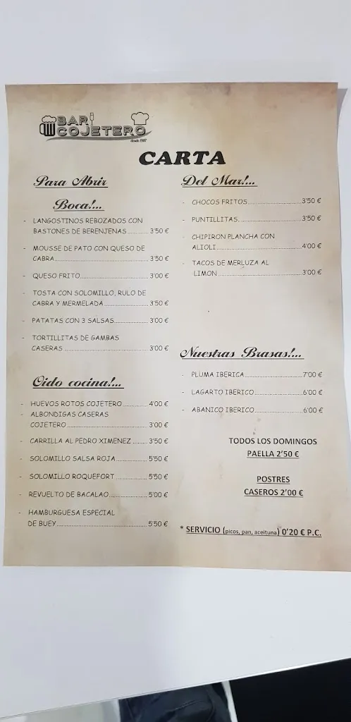 Menu_Bar Cojetero_Chucena_image_2