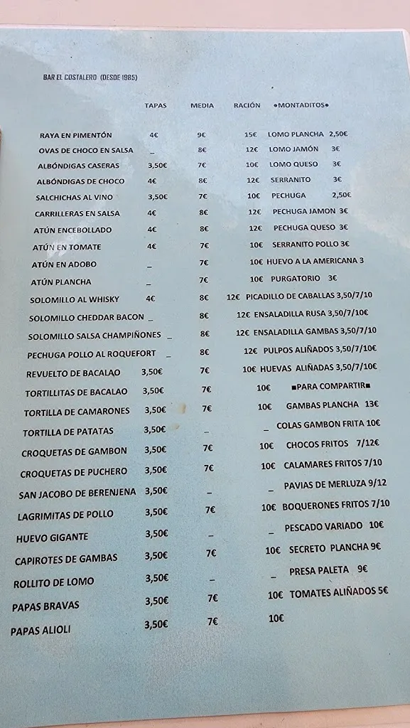 Menu_Restaurant El Costalero - Tapas Bar_Ayamonte_image_3