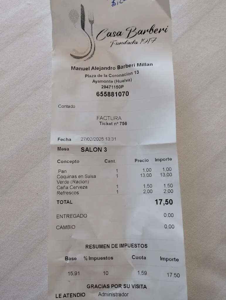 Richard Iliffe_Restaurante Casa Barberi._Ayamonte_review