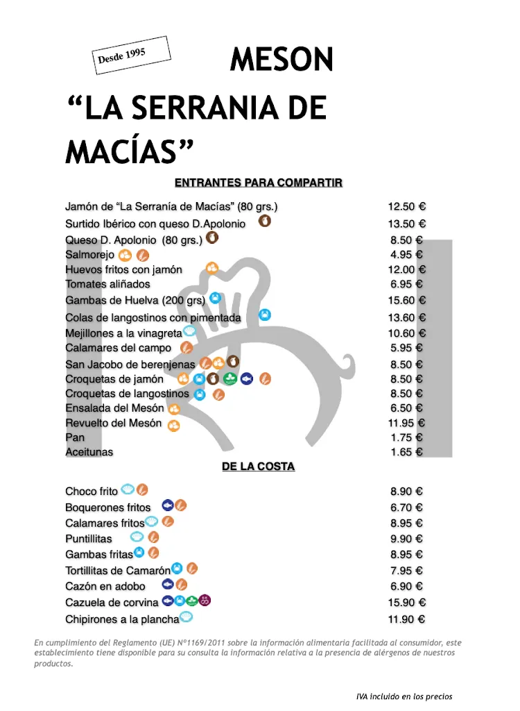 Menu_Meson La Serrania de Macías_Ayamonte_immagine_3