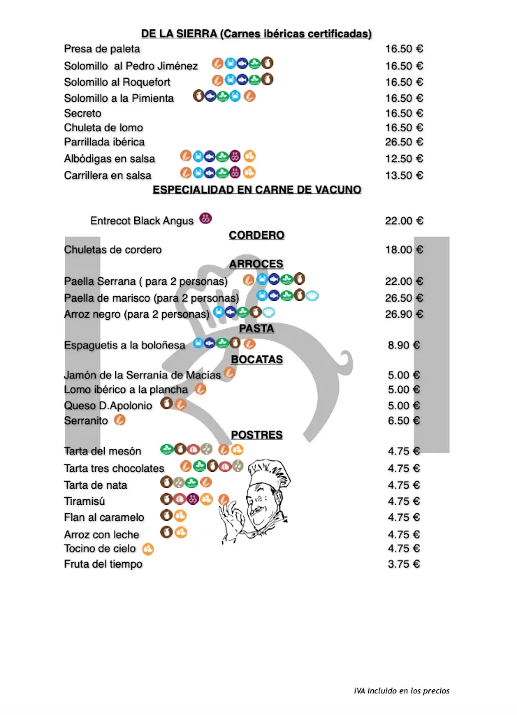 Menu_Meson La Serrania de Macías_Ayamonte_immagine_4
