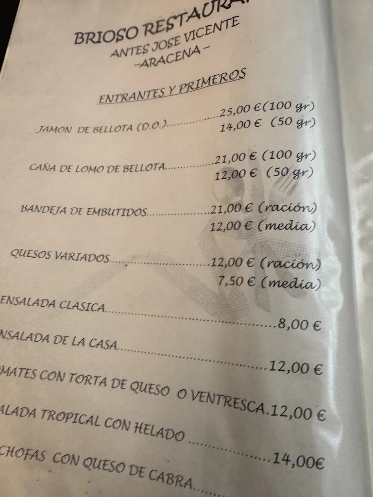 Menu_Restaurante José Vicente (J.M. Brioso)_Aracena_image_4