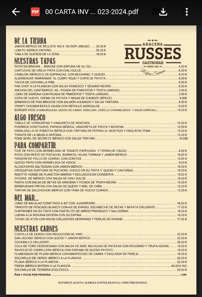 Menu_Restaurante Russes Gastrobar_Aracena_immagine_2