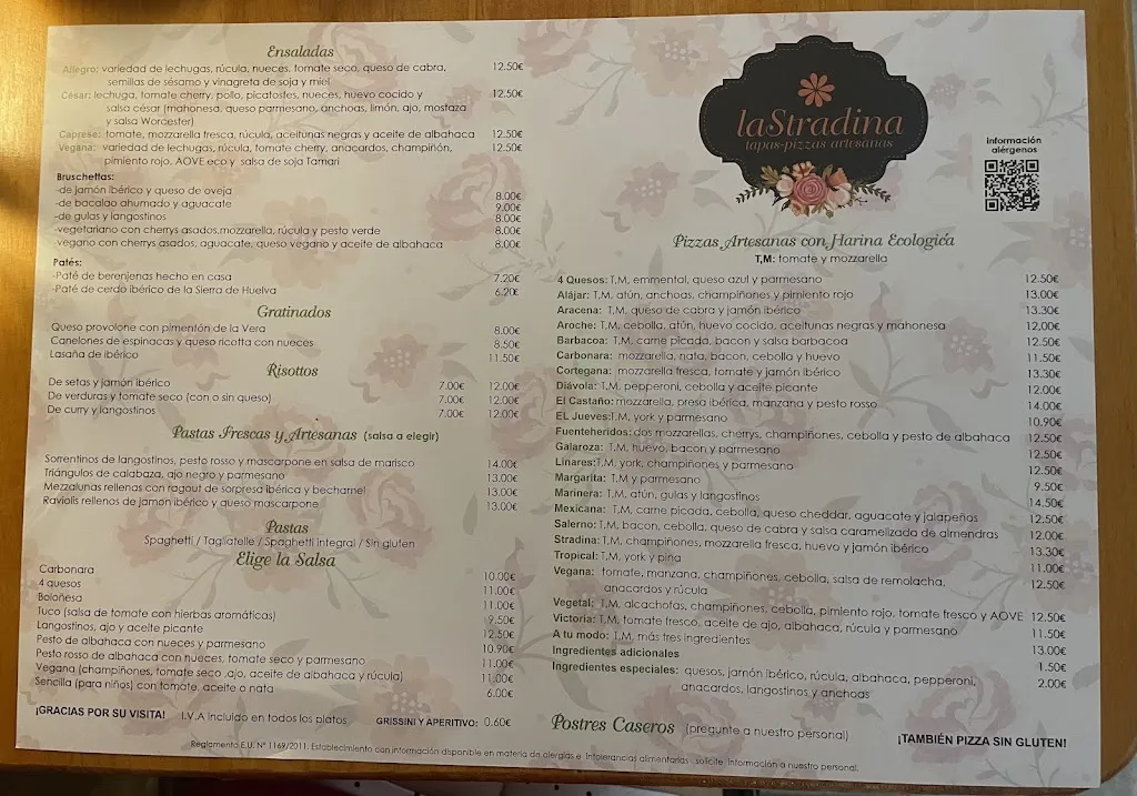 Menu_Pizzería Restaurante La Stradina_Aracena_image_1