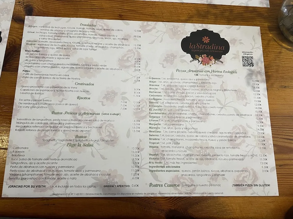 Menu_Pizzería Restaurante La Stradina_Aracena_image_2