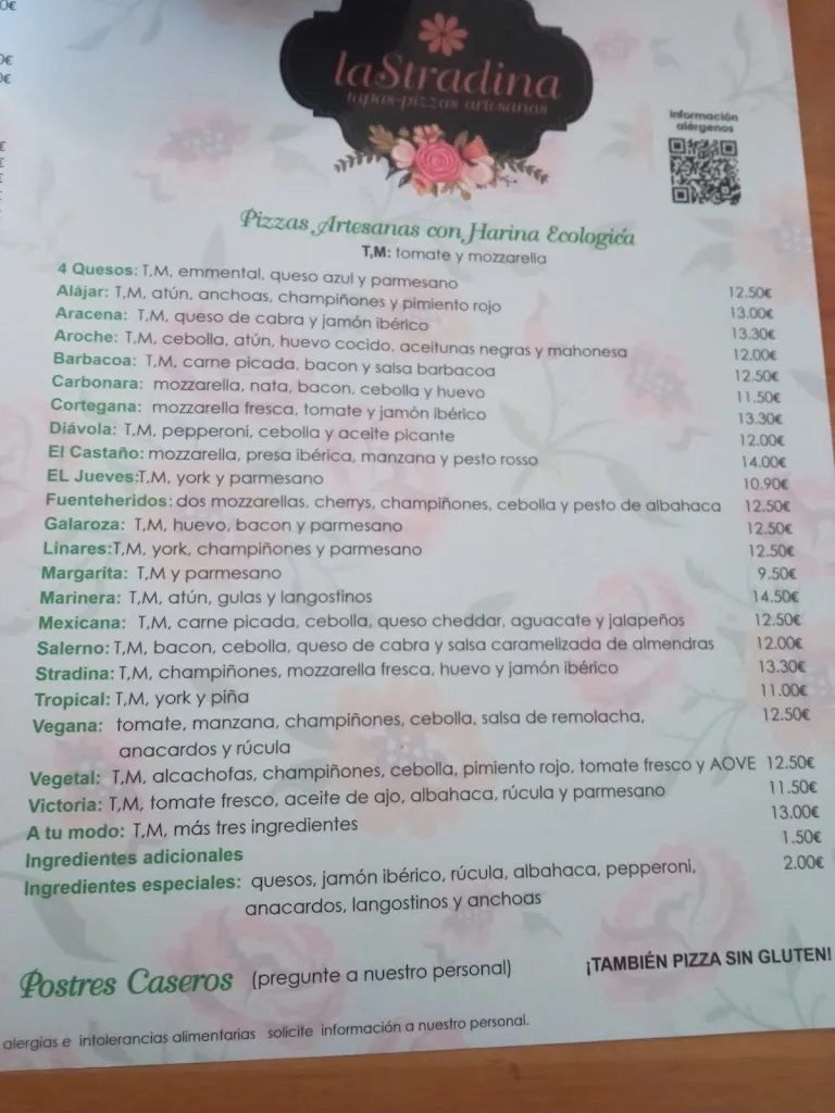 Menu_Pizzería Restaurante La Stradina_Aracena_image_3