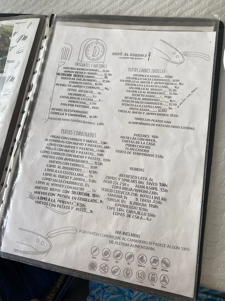 Menu_Restaurante El Zorro II_Aracena_immagine_1