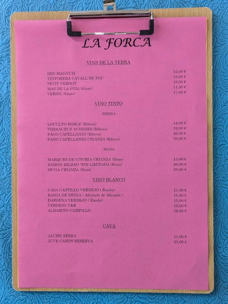 Menu_Bar Restaurante La Forca_Benimarfull_image_1