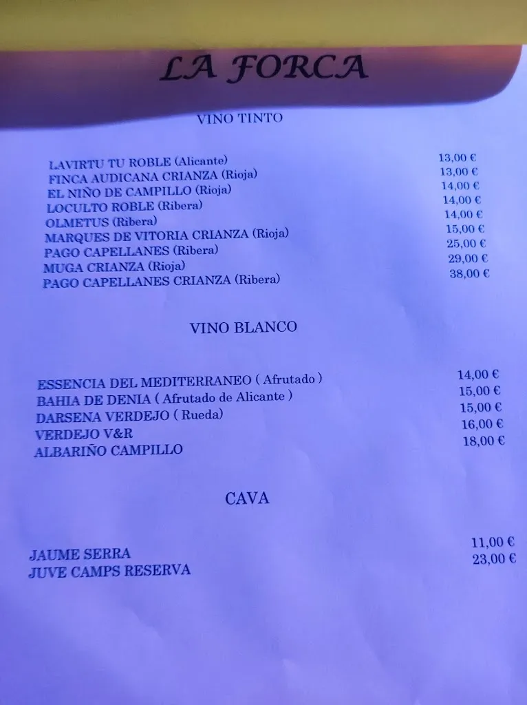 Menu_Bar Restaurante La Forca_Benimarfull_image_2