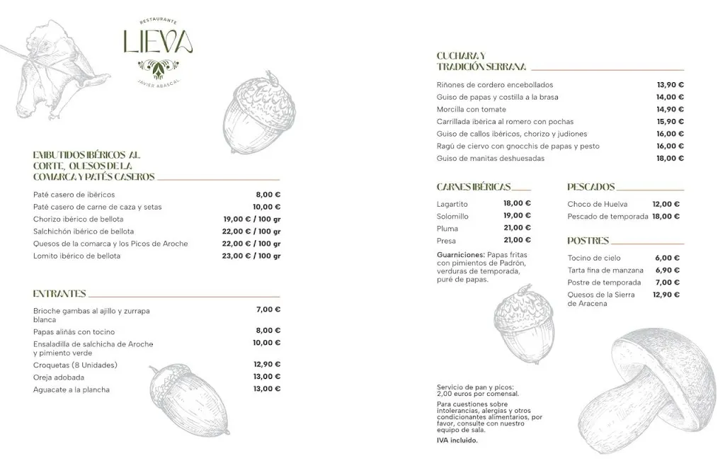 Menü_Lieva Restaurante Ibérico_Aracena_Bild_1