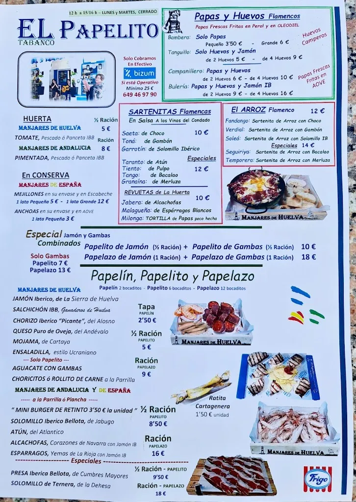 Menu_Restaurante Manjares de Huelva Y Andalucia_Cartaya_image_1