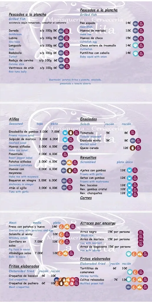 Menu_Marisqueria Cerveceria La Colita_Cartaya_image_1