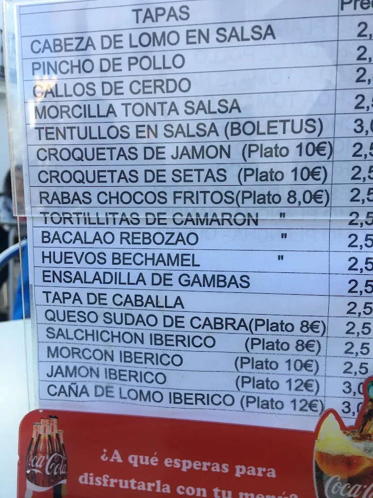 Menu_Bar Pajaritos (Hermanos Ramírez Esteban)_Higuera de la Sierra_image_2