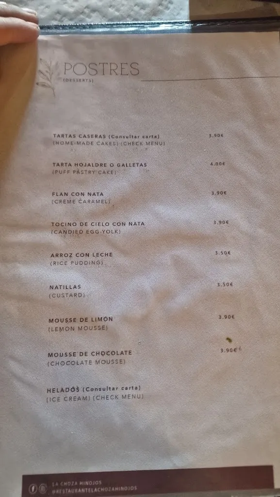 Menu_La Choza de Hinojos_Hinojos_image_1