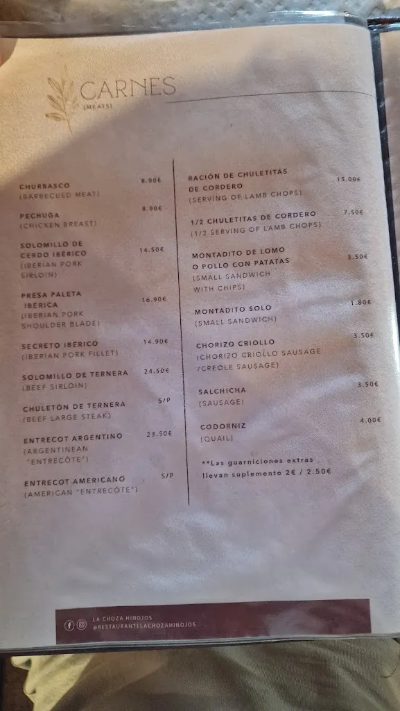 Menu_La Choza de Hinojos_Hinojos_image_3