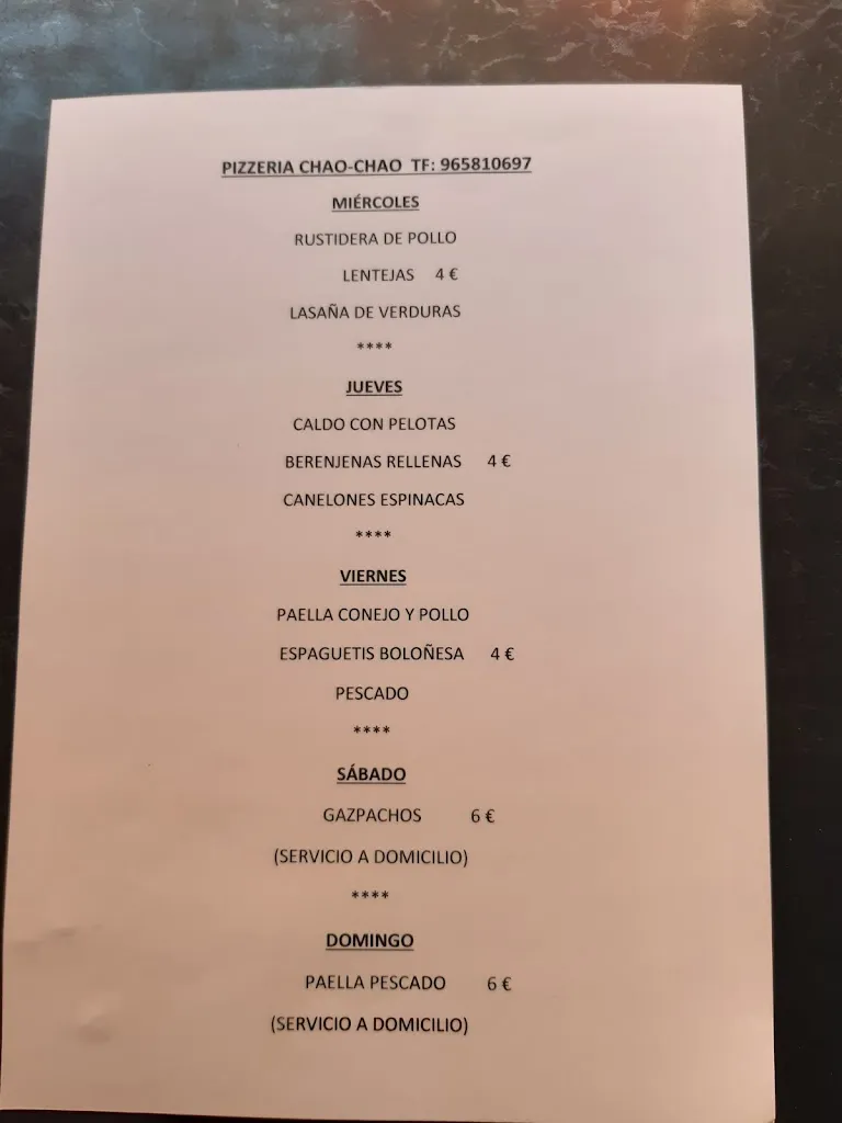 Menu_Pizzeria Restaurante Chao Chao_Biar_immagine_3