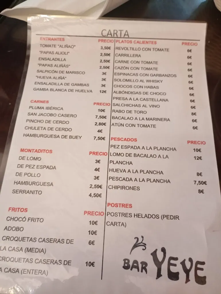 Menu_Bar Yeye_Lucena del Puerto_image_1
