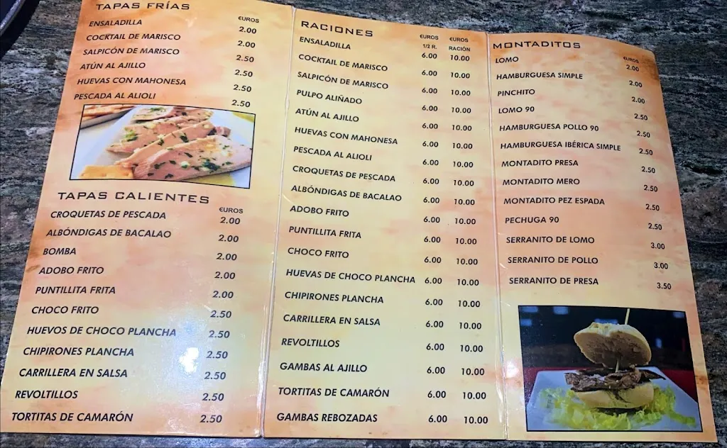 Menü_Bar Virgen Del ROSARIO_Paymogo_Bild_1