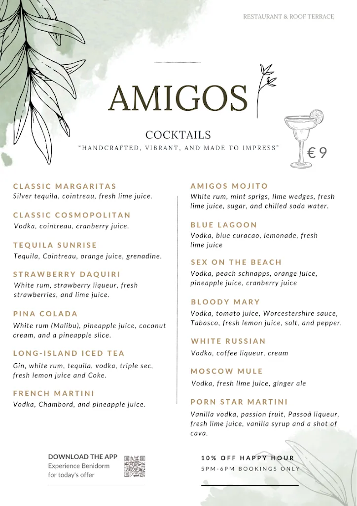 Menu_Amigos Restaurant & Roof Terrace_Benidorm_image_1