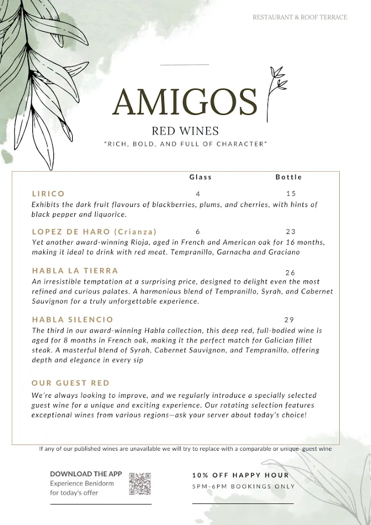 Menu_Amigos Restaurant & Roof Terrace_Benidorm_image_3