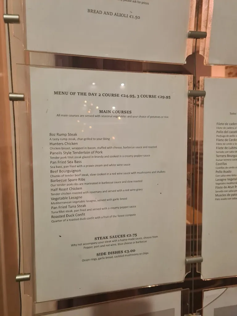 Menu_Paneil's Steakhouse & Restaurant_Benidorm_immagine_2