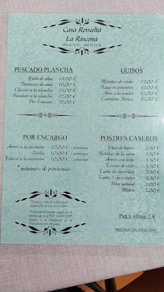 Menu_Taberna Casa Revuelta 
